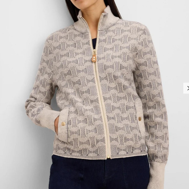 NIC+ZOE DAPPER SWIRL KNIT JACKET NEUTRAL