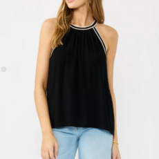 HALTER TANK W/ CROCHET LACE TRIM