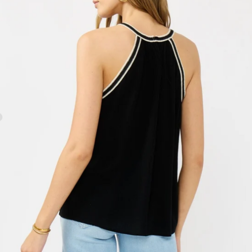 HALTER TANK W/ CROCHET LACE TRIM