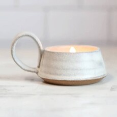 GRAVESCO POTTERY Tea Lite Candle Holder in Cream