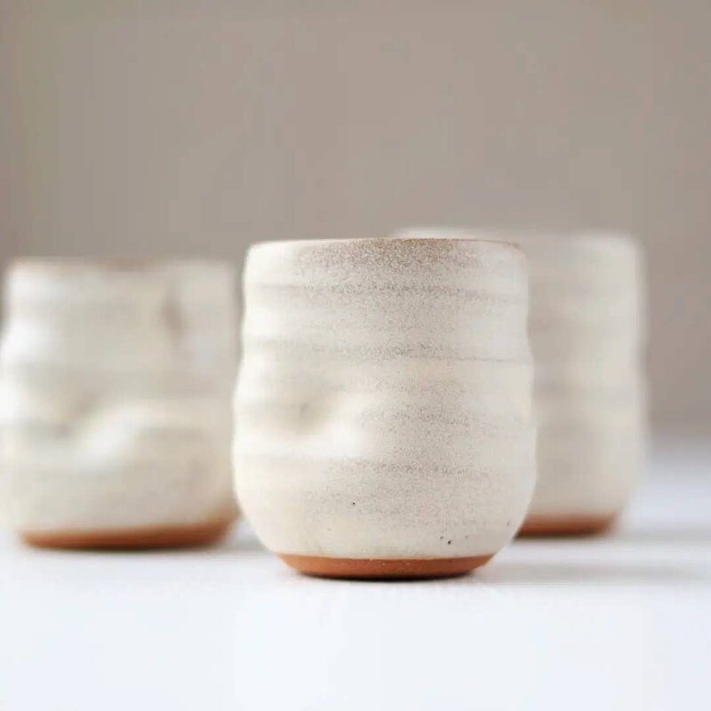 GRAVESCO POTTERY Artist Choice Little Sippers Handmade Pottery Shot Cup Off-White