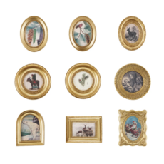 Resin Mini Framed Vintage Seasonal Art Magnet, Gold Finish