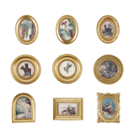 Resin Mini Framed Vintage Seasonal Art Magnet, Gold Finish