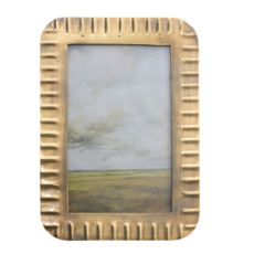 Metal Ribbed Photo Frame, Antique Brass Finish (Holds 4" x 6" Photo)