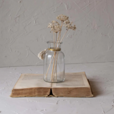 Foreside Home & Garden Faye Tassel Embellished Bud Vase Glass Metal & Cotton
