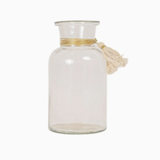 Foreside Home & Garden Faye Tassel Embellished Bud Vase Glass Metal & Cotton