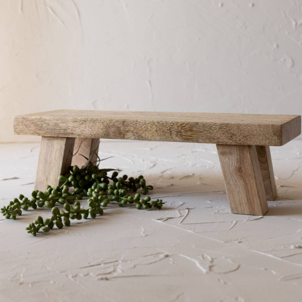 Foreside Home & Garden Hazel Footed Stool Mango Wood Farmhouse Riser