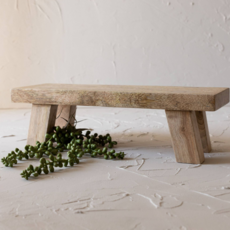 Foreside Home & Garden Hazel Footed Stool Mango Wood Farmhouse Riser