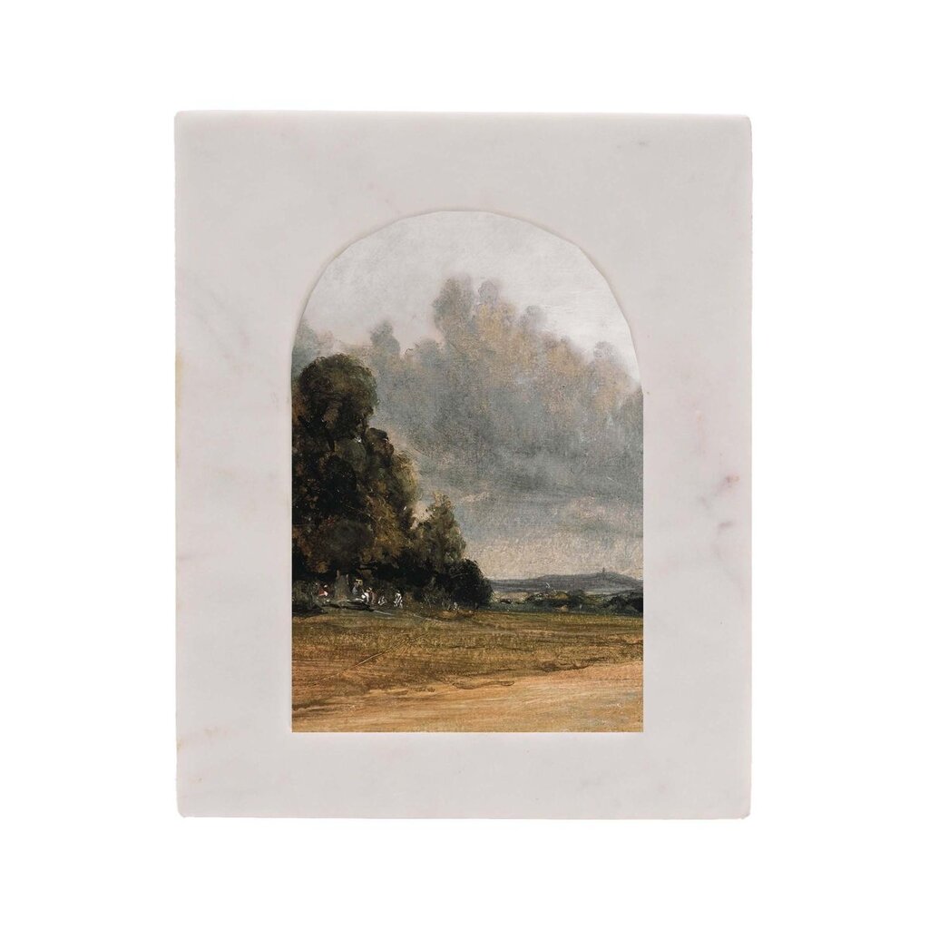 Foreside Home & Garden 4x6 Ruth Arched Marble Photo Frame White