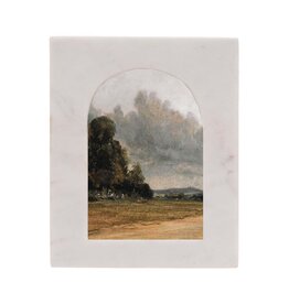 Foreside Home & Garden 4x6 Ruth Arched Marble Photo Frame White