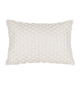 Foreside Home & Garden 16x24 Hand Woven Sonia Knotted Pillow White