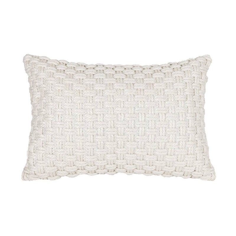 Foreside Home & Garden 16x24 Hand Woven Sonia Knotted Pillow White
