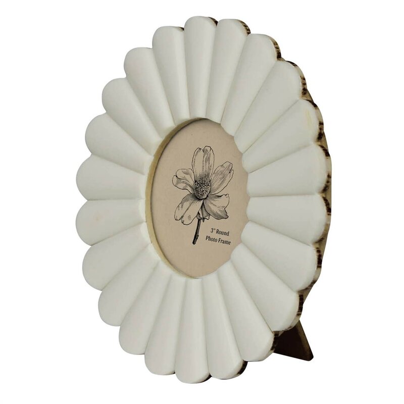 Foreside Home & Garden 4x4 Photo Ansel Round Picture Frame Brass Inlay Resin