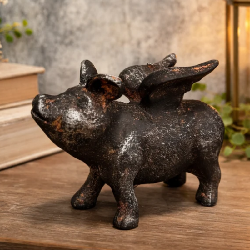 Vagabond Vintage Cast Iron Flying Pig