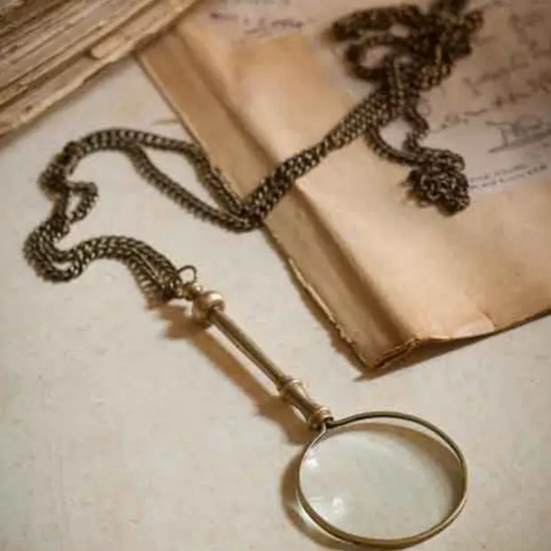 Vagabond Vintage Antiqued Brass Small Magnifying Lens with Long Chain