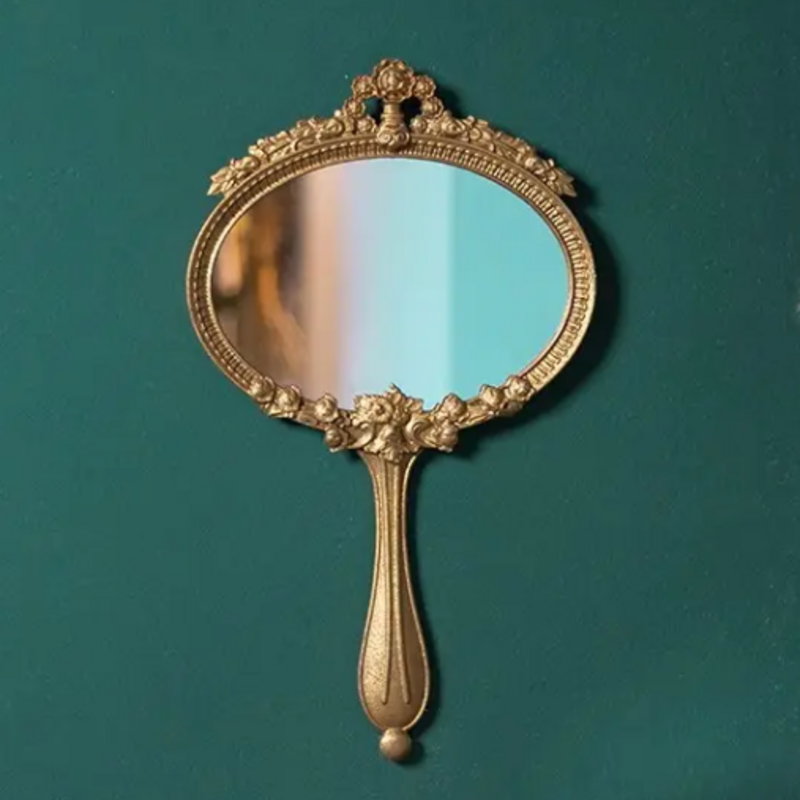 Vagabond Vintage French Alloy Wall Mirror With Hand-Held Style B