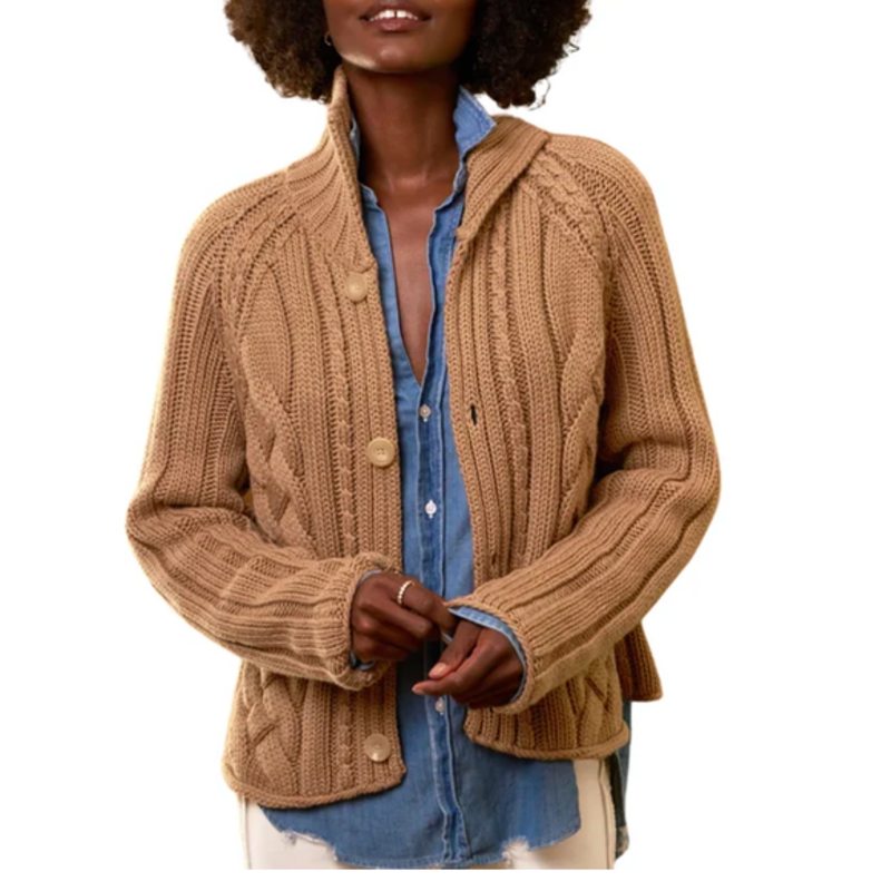 Frank & Eileen Mini Cotswolds Cable Cardigan Camel