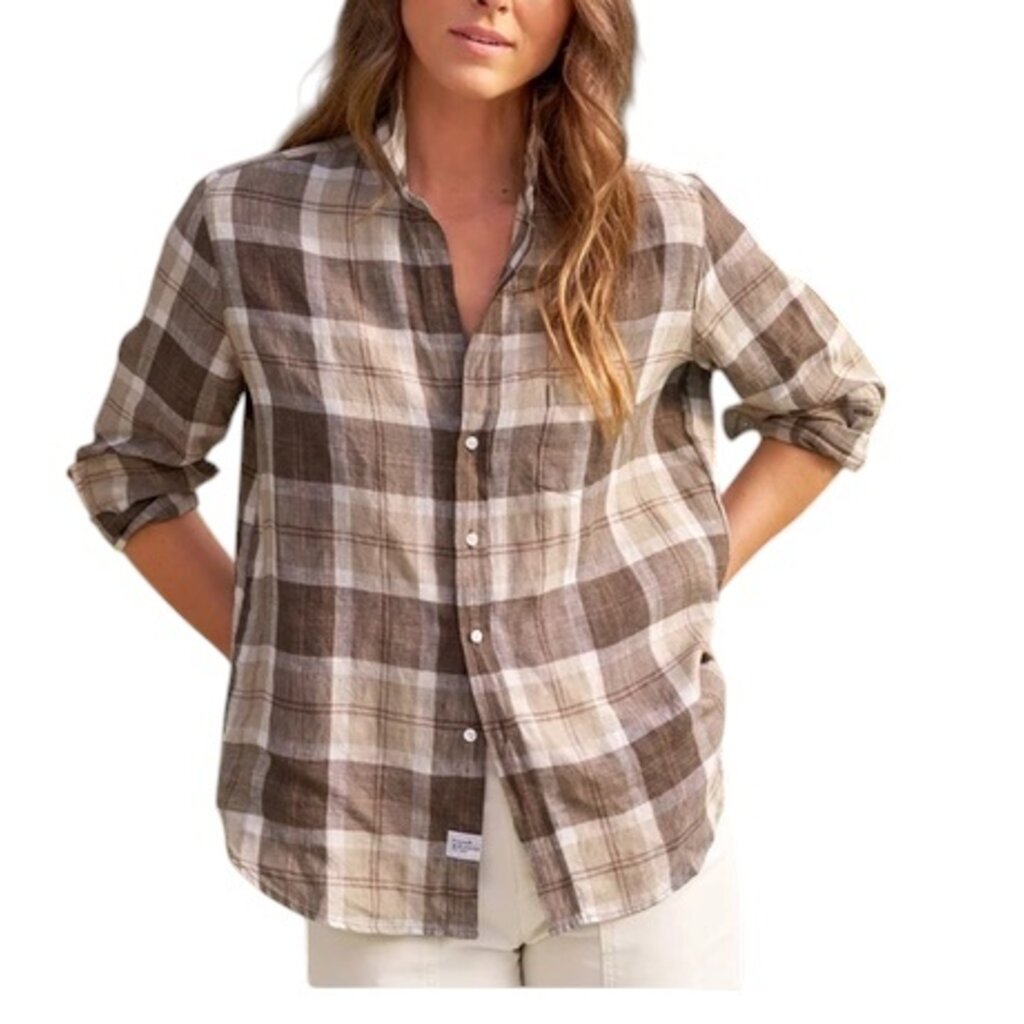 Frank & Eileen EILEEN Relaxed Button-Up Shirt Brown Plaid