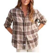 Frank & Eileen EILEEN Relaxed Button-Up Shirt Brown Plaid