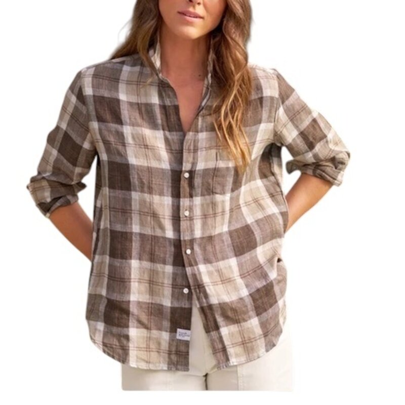 Frank & Eileen EILEEN Relaxed Button-Up Shirt Brown Plaid