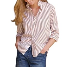Frank & Eileen EILEEN Relaxed Button-Up Shirt Tan White Stripe