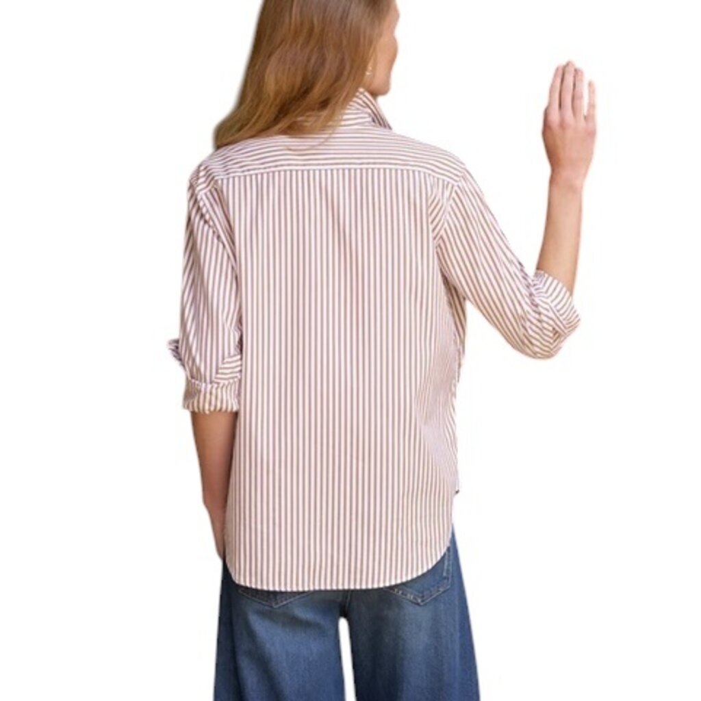 Frank & Eileen EILEEN Relaxed Button-Up Shirt Tan White Stripe