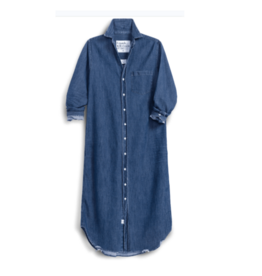 Frank & Eileen RORY Maxi Shirtdress Distressed Indigo Washed Denim