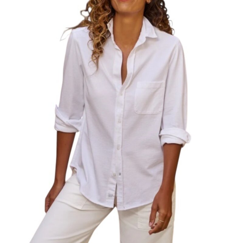 Frank & Eileen Waverly NYC Button-Up Shirt Jersey Vintage White