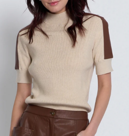 CENTRAL PARK WEST VESPER VEGAN TRIM RIBBED HALF SLEEVE IVORY
