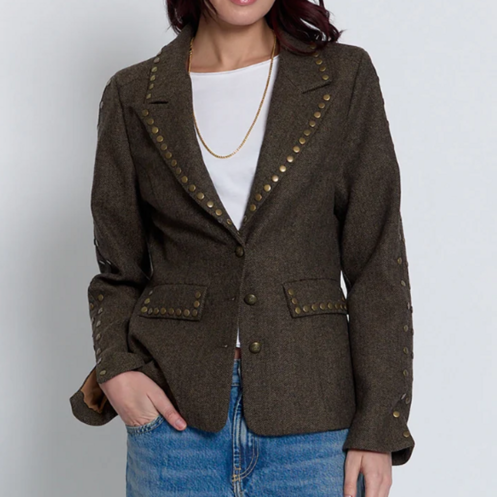 CENTRAL PARK WEST FELIX STUDDED JACKET CHOCOLATE