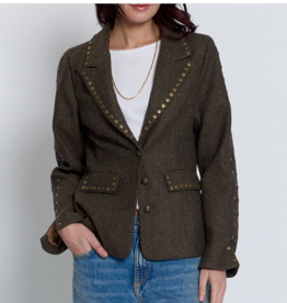 CENTRAL PARK WEST FELIX STUDDED JACKET CHOCOLATE