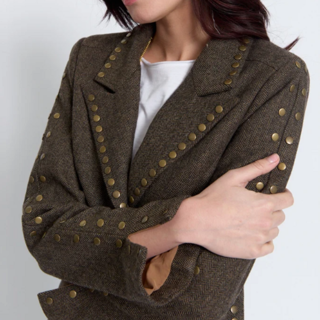 CENTRAL PARK WEST FELIX STUDDED JACKET CHOCOLATE