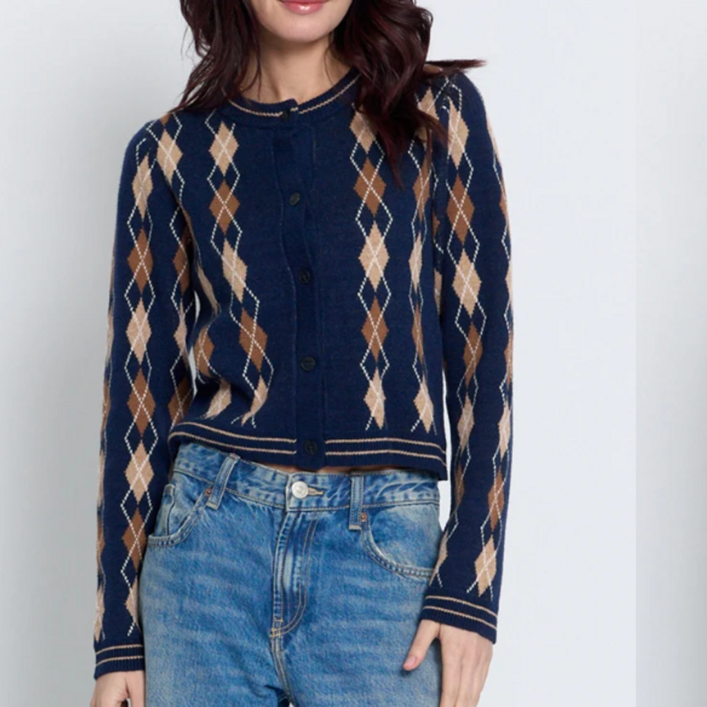 CENTRAL PARK WEST ASTRID ARGYLE CARDIGAN NAVY COMBO