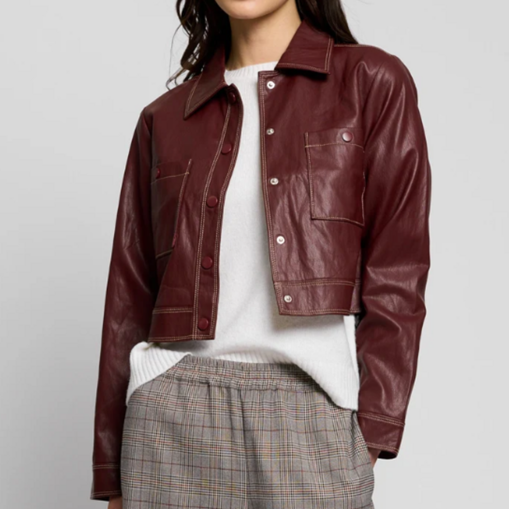 CENTRAL PARK WEST HAZEL TOPSTITCHED JACKET BURGUNDY