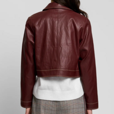 CENTRAL PARK WEST HAZEL TOPSTITCHED JACKET BURGUNDY