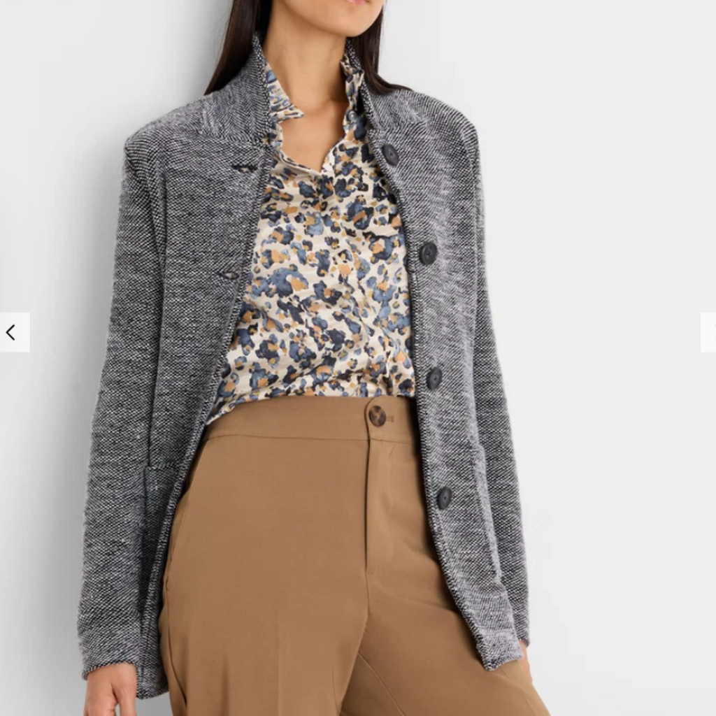 NIC+ZOE TWEED STITCH SWEATER JACKET BLUE