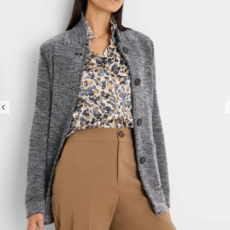 NIC+ZOE TWEED STITCH SWEATER JACKET BLUE