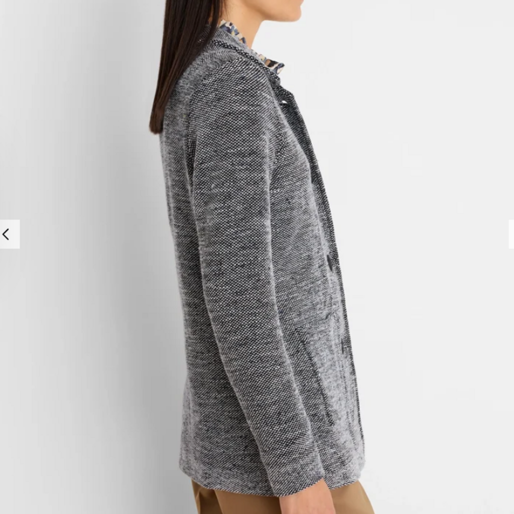 NIC+ZOE TWEED STITCH SWEATER JACKET BLUE