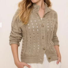NIC+ZOE CABLE KNIT CARDIGAN MALT