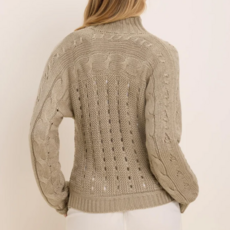 NIC+ZOE CABLE KNIT CARDIGAN MALT