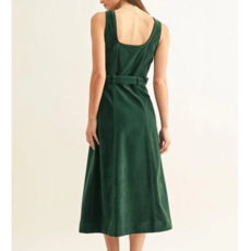 ADELYN RAE Kensley Vegan Suede Contrast Pipped Midi Dress Hunter Green