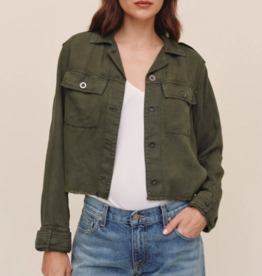 UTILITY CROP BUTTON DOWN-ARMY OLIVE