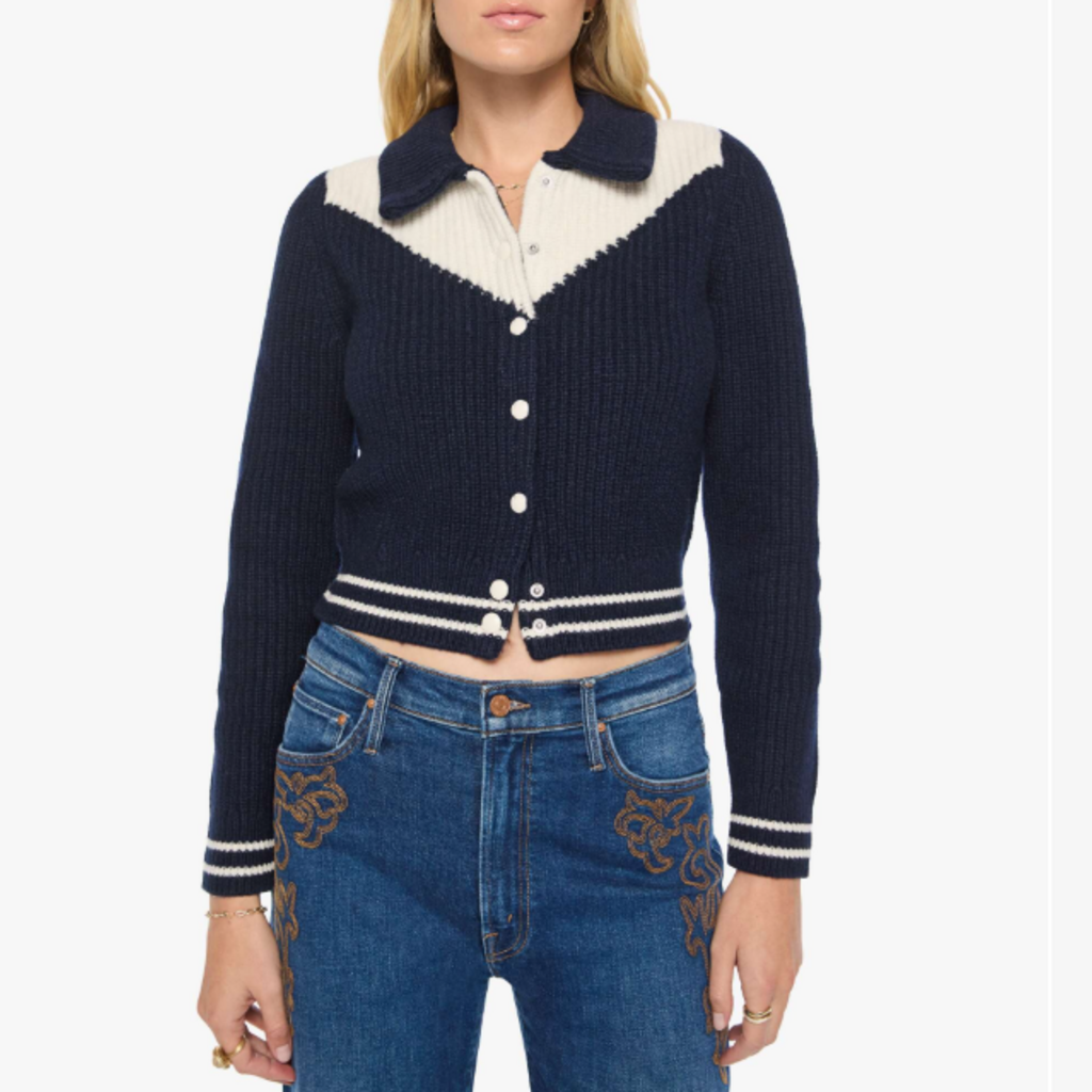 Mother BABY RAQUETTE CARDIGAN NAVY AND IVORY