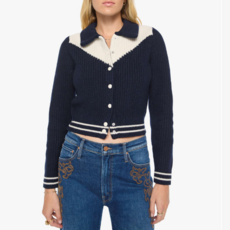 Mother BABY RAQUETTE CARDIGAN NAVY AND IVORY