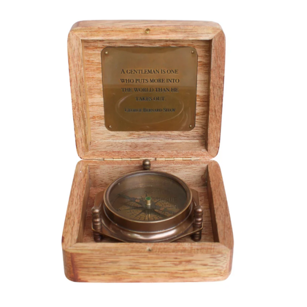 Sugarboo A Gentleman Is One Compass in Wooden Box