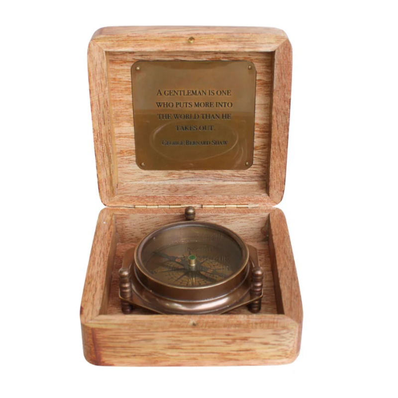 Sugarboo A Gentleman Is One Compass in Wooden Box