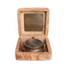Sugarboo Luck Is What Compass in Wooden Box