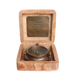 Sugarboo Luck Is What Compass in Wooden Box