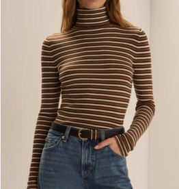 FAVORITE DAUGHTER THE AMELIA LONG SLEEVE TOFFEE MINI STRIPE