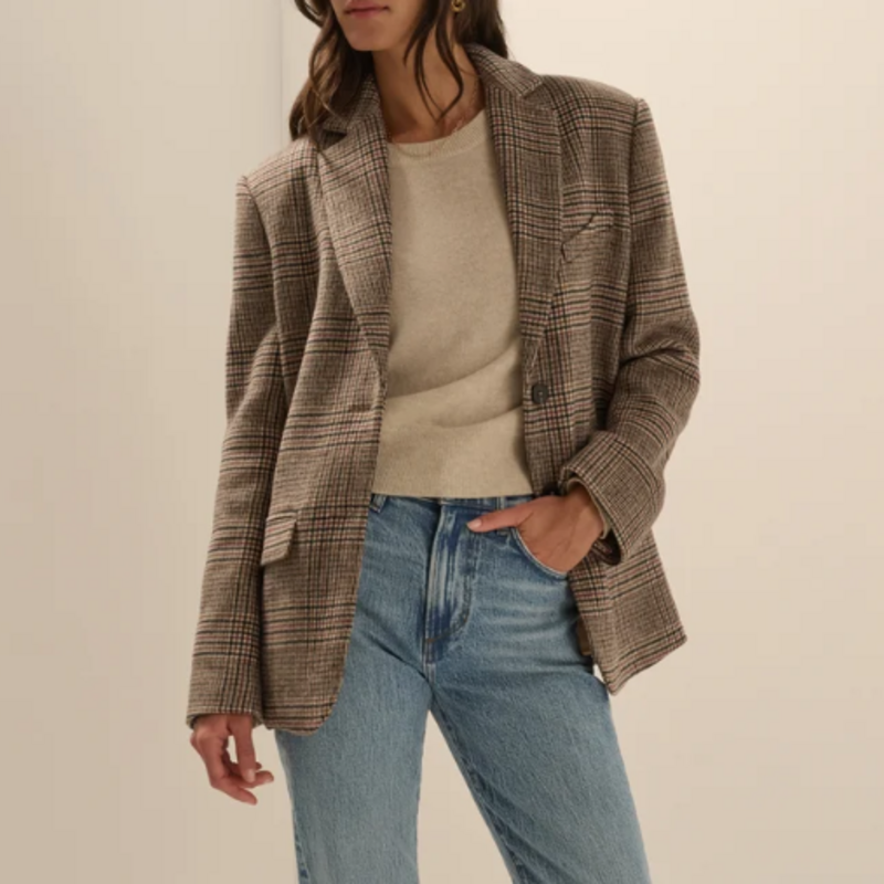 FAVORITE DAUGHTER THE DEAN BLAZER BROWN GLEN PLAID